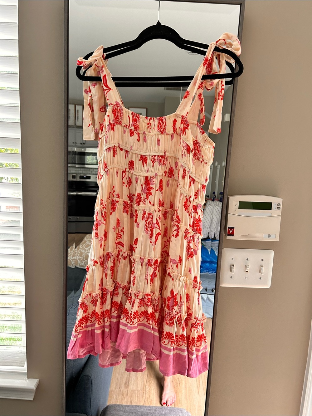 Chelsea & Violet Cream Dress with Red Floral Print - Picture 6 of 8